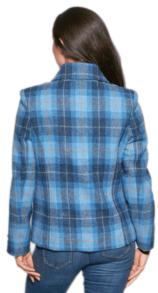 Catherine Belted Swing Coat, Blue Purple Harris Tweed Check