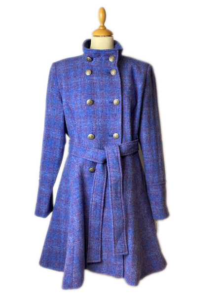 Tweed check store coat