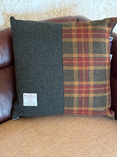 Charcoal Harris Tweed Cushion Front 20