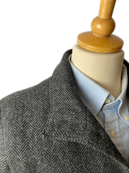 Grey herringbone cheap tweed overcoat