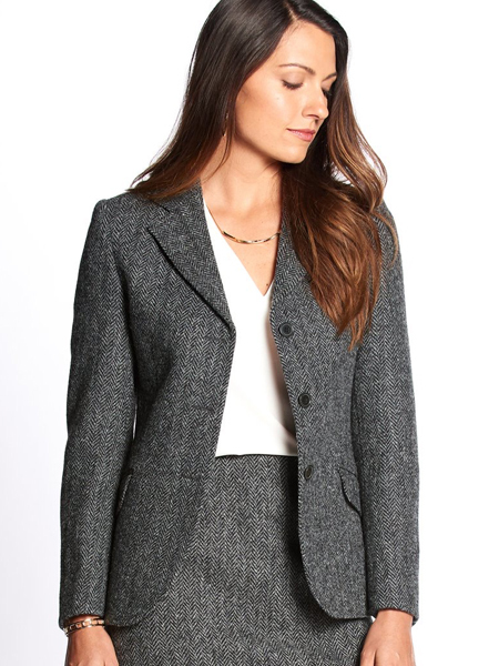 Clair Hacking Jacket, Grey Herringbone Harris Tweed Buy authentic ...