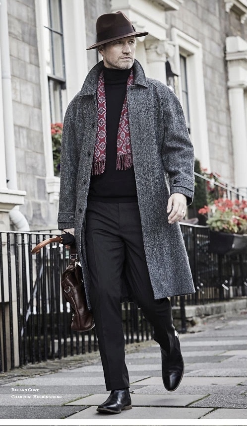 Raglan Overcoat Charcoal Grey Harris Tweed Harris Tweed Shop