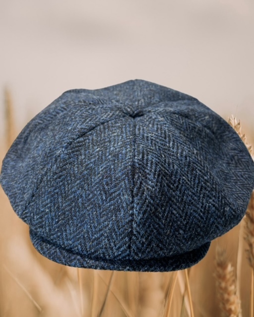 Eight Piece Blue Herringbone Cap