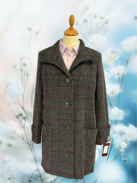 Esme Coat Grey Burgundy