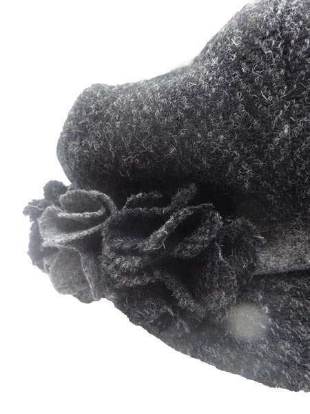 Flower Cap Dark Grey Herringbone Detail(1)