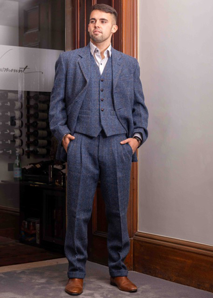 Mens skinny tweed on sale trousers