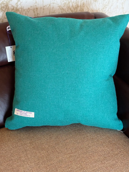 Green Harris Tweed Cushion Back 20