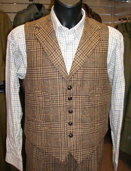 Men's Classic Scottish Harris Tweed Brown Waistcoat for 