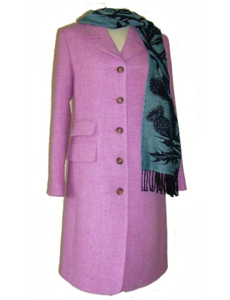 Ladies Harris Tweed Pink Overcoat