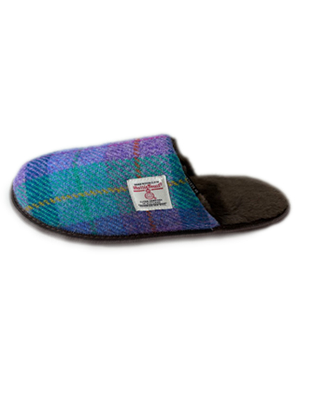 Ladies Slippers Blue Check 3