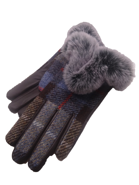 Mackenzie Harris Tweed Gloves Fur Trim