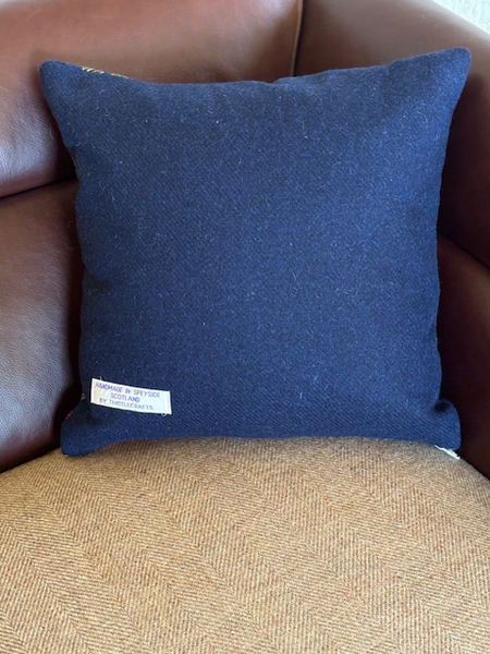 Navy Harris Tweed Cushion Back 16