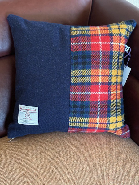 Navy Harris Tweed Cushion Front 16