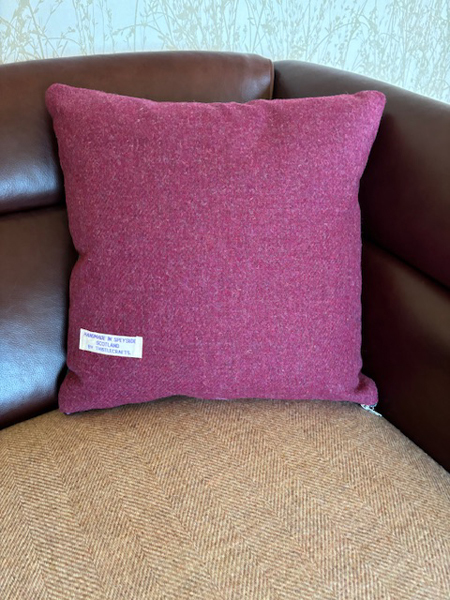 Raspberry Harris Tweed Cushion Back 16