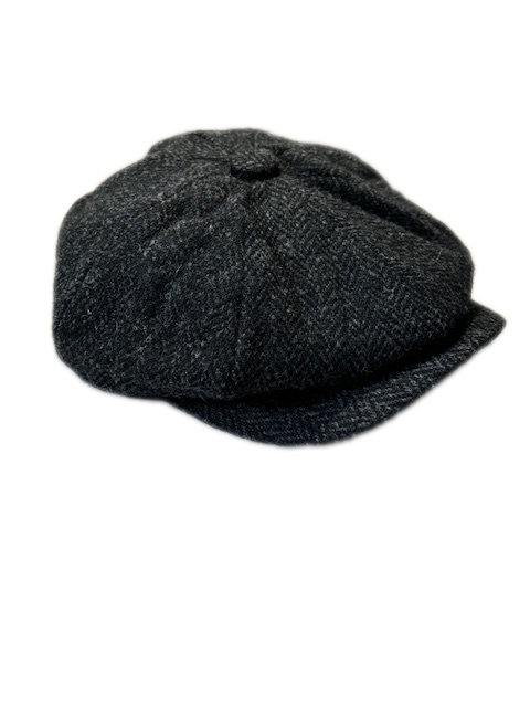 Scott Newsboy Cap Black Herringbone