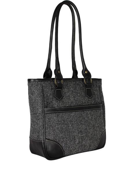 Shire Long Handle Grey Herringbone Harris Tweed Bag Back