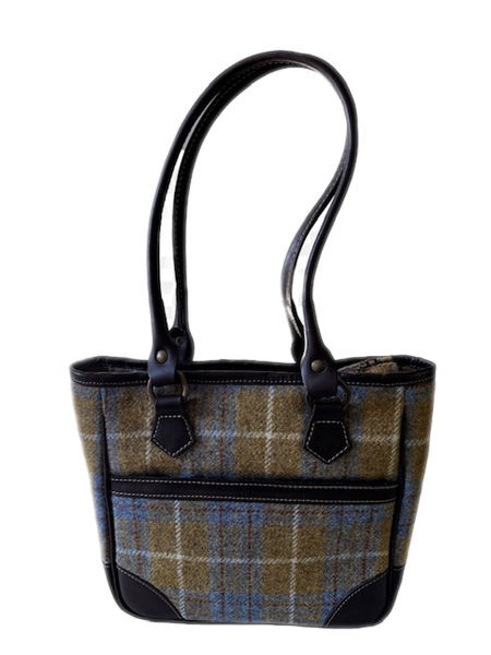 Shire Long Handled Mustard Check Harris Tweed Handbag Reverse