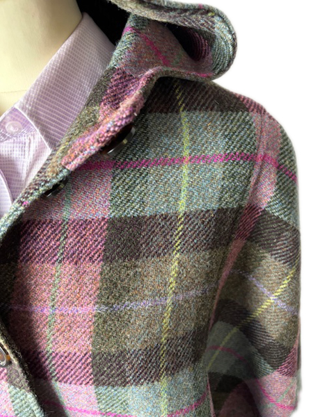 Shortie Hooded Cape Pink Check Detail