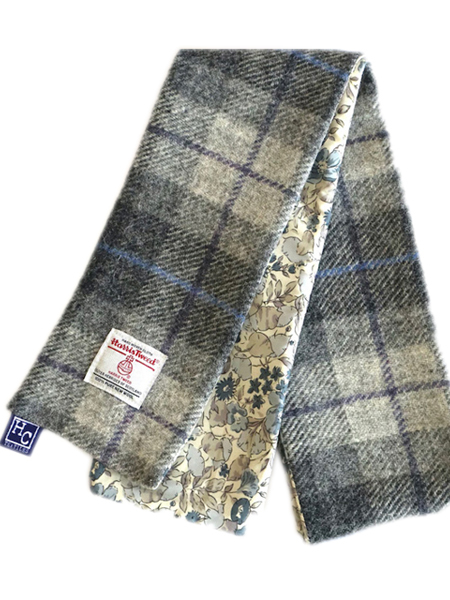 Skinny Scarf Blue Grey Check