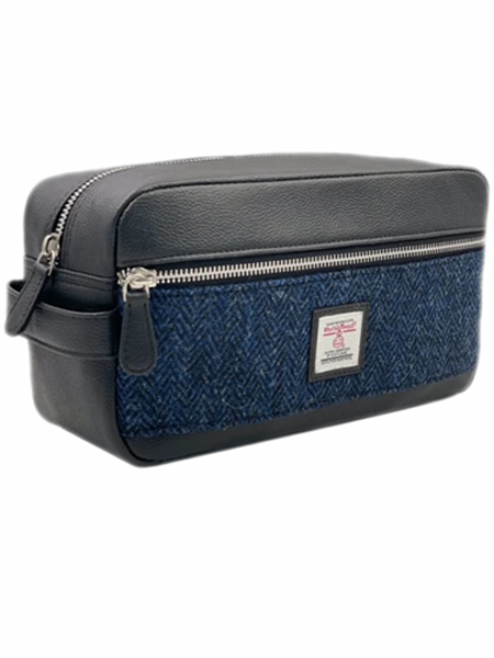 Washbag Blue Herringbone